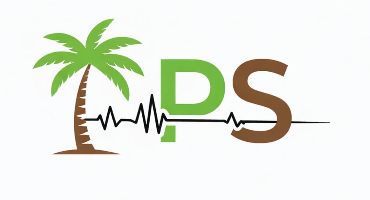 PalmPulse logo with a palm tree and pulse line